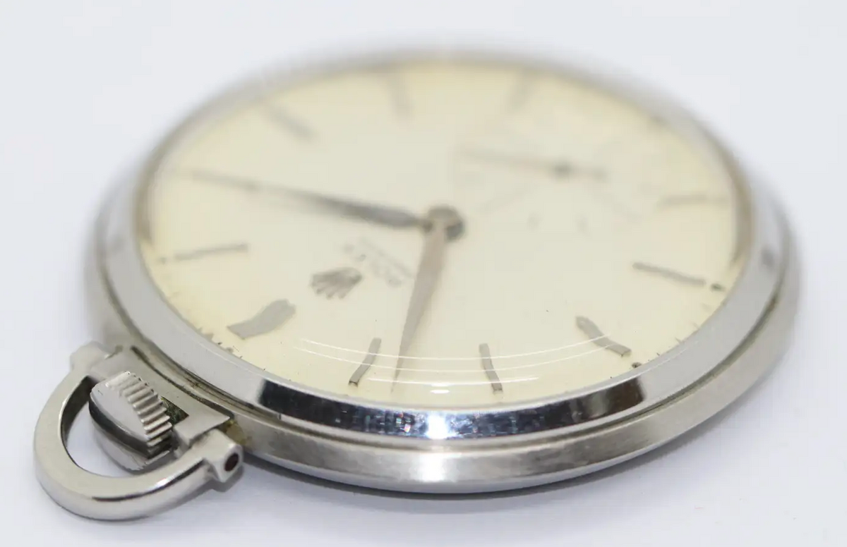 Rolex Precision Ref. 3400 Taschenuhr aus Edelstahl, ca. 1950