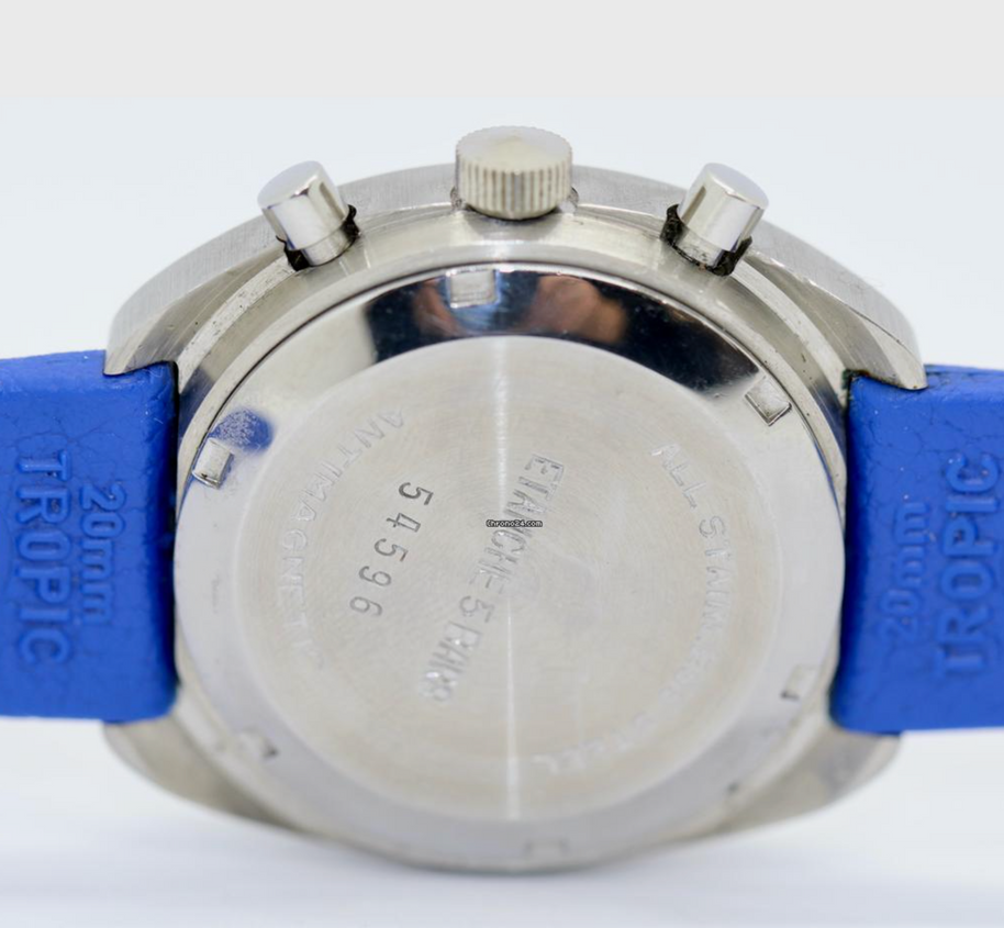 Heuer Blue Vintage Armbanduhr Chronograph Cal. 7765