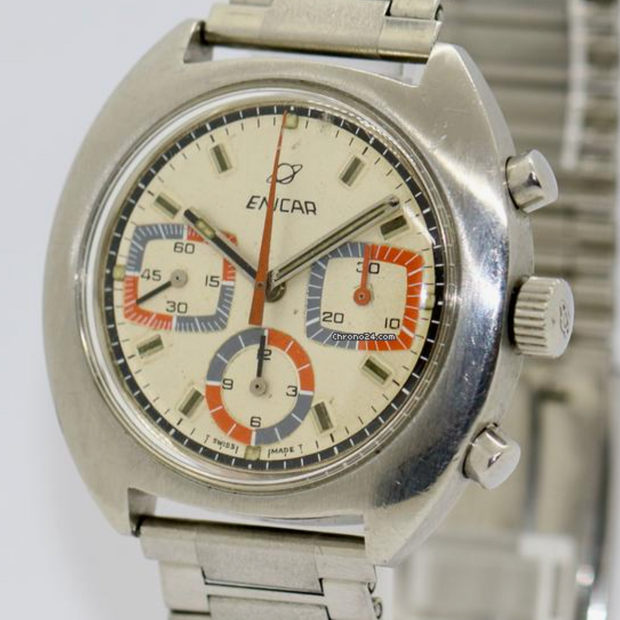 Enicar Vintage Armbanduhr Chronograph Valjoux