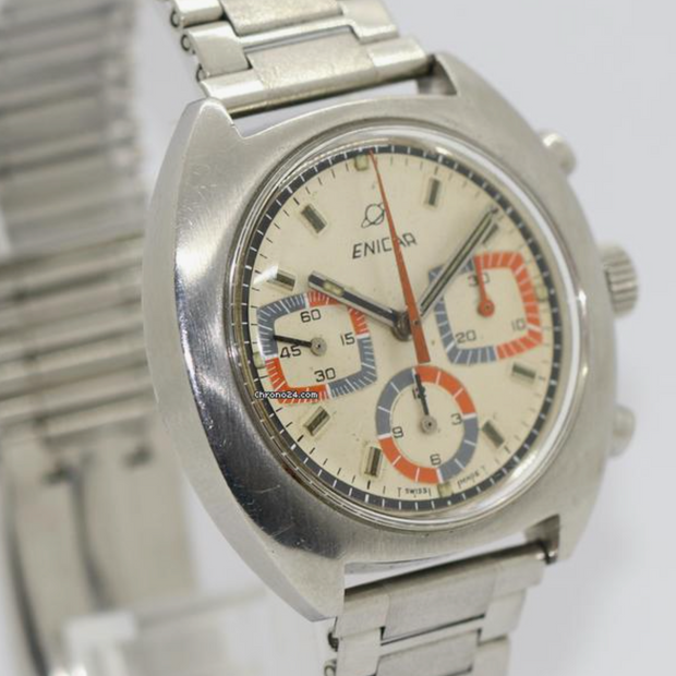 Enicar Vintage Armbanduhr Chronograph Valjoux