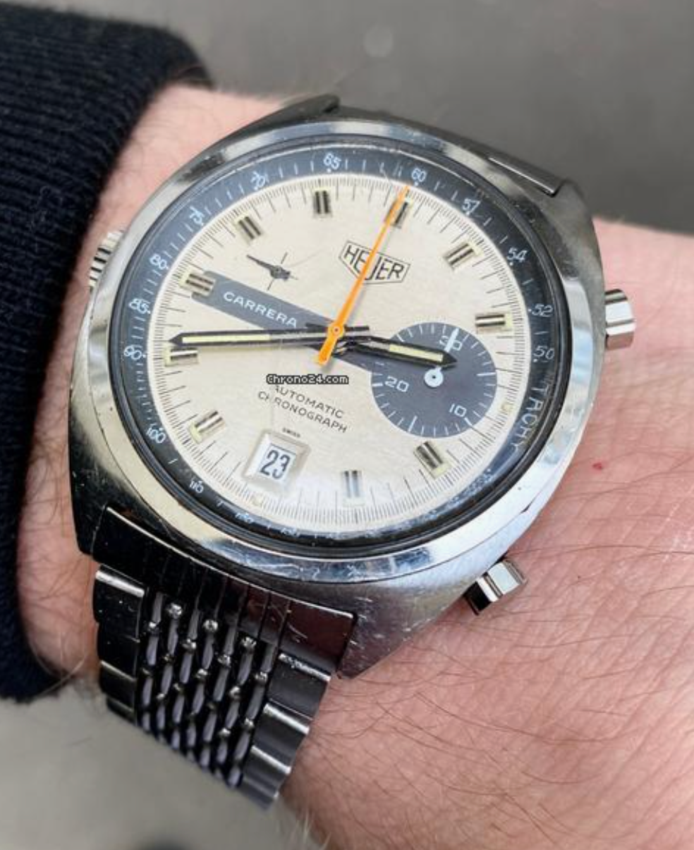 Heuer Vintage Carrera 1553 Automatic Chronograph RARE Tachy Dial