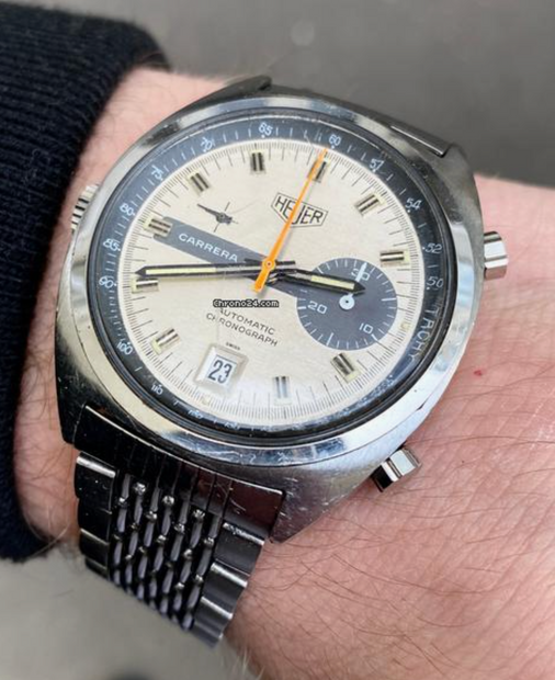 Heuer Vintage Carrera 1553 Automatic Chronograph RARE Tachy Dial