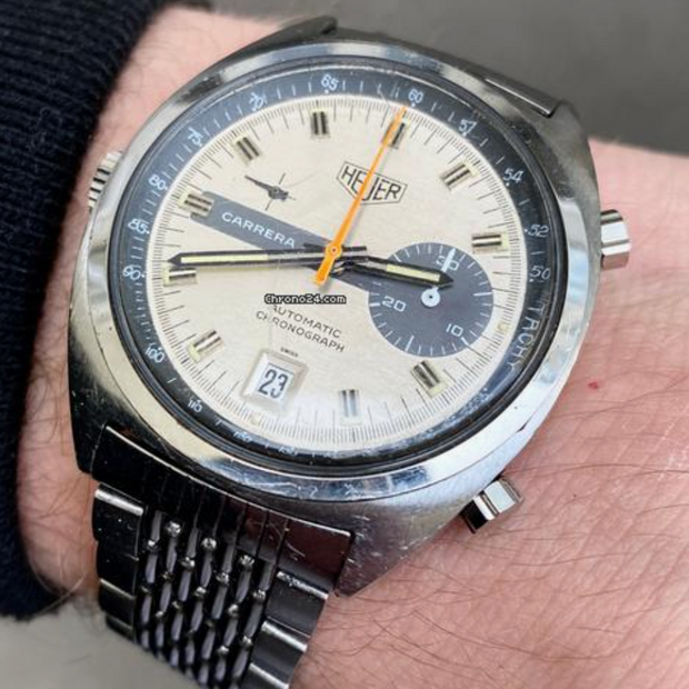 Heuer Vintage Carrera 1553 Automatic Chronograph RARE Tachy Dial