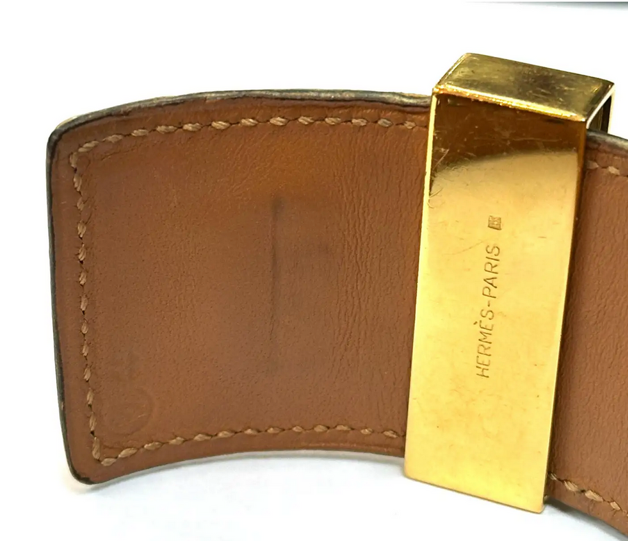 Hermès Collier de Chien Armband aus Blauem Leder & Goldbeschlägen