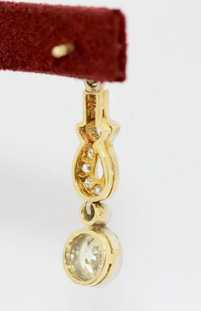 Art Déco Diamantohrringe, Ohrstecker aus Platin & Gold, ca. 1910 – 2 ct gesamt