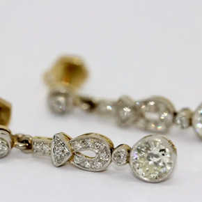 Art Déco Diamantohrringe, Ohrstecker aus Platin & Gold, ca. 1910 – 2 ct gesamt