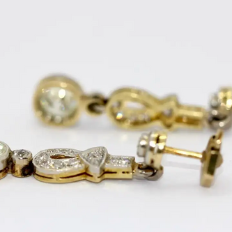 Art Déco Diamantohrringe, Ohrstecker aus Platin & Gold, ca. 1910 – 2 ct gesamt