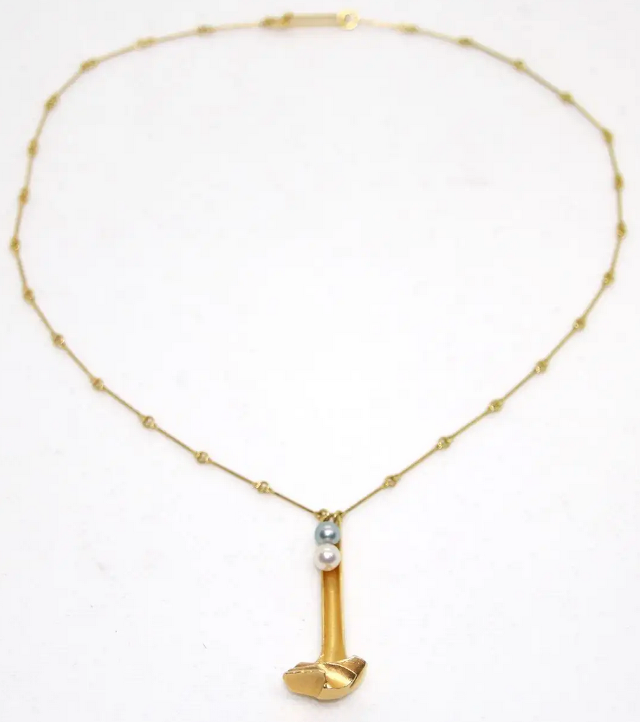 Lapponia Collier aus 14K Gold mit Perlen – Design Björn Weckström 1978