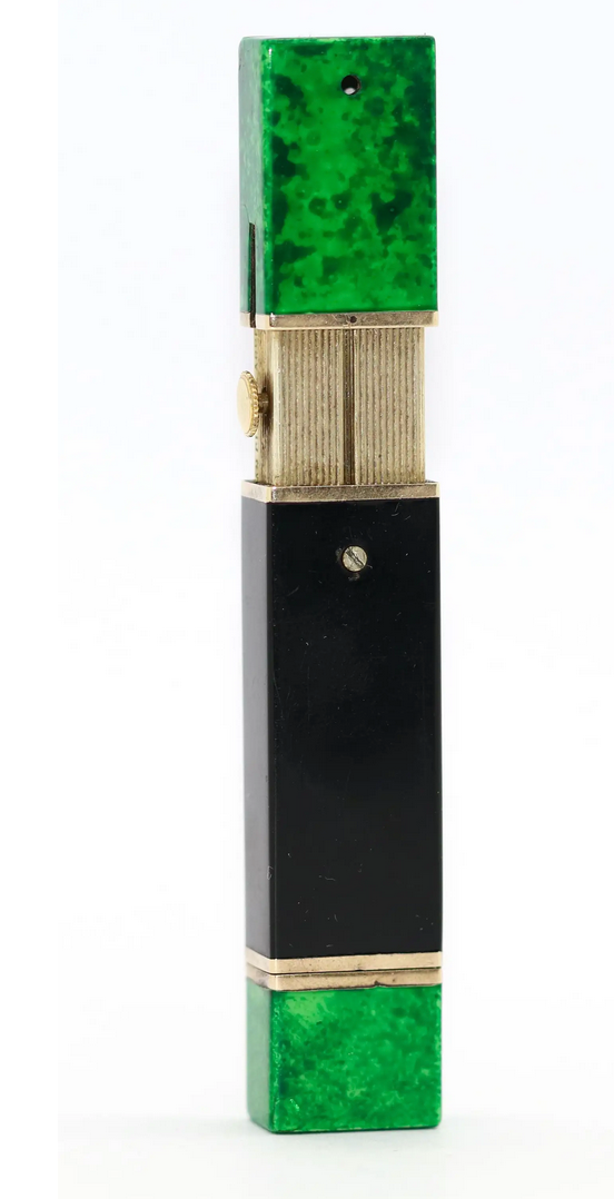 Van Cleef & Arpels Lippenstiftetui mit integrierter Damenuhr aus Malachit & Onyx