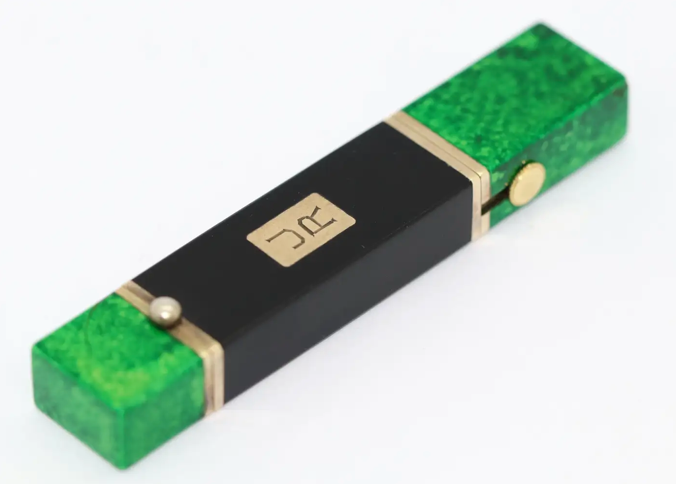 Van Cleef & Arpels Lippenstiftetui mit integrierter Damenuhr aus Malachit & Onyx