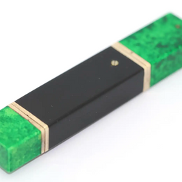 Van Cleef & Arpels Lippenstiftetui mit integrierter Damenuhr aus Malachit & Onyx