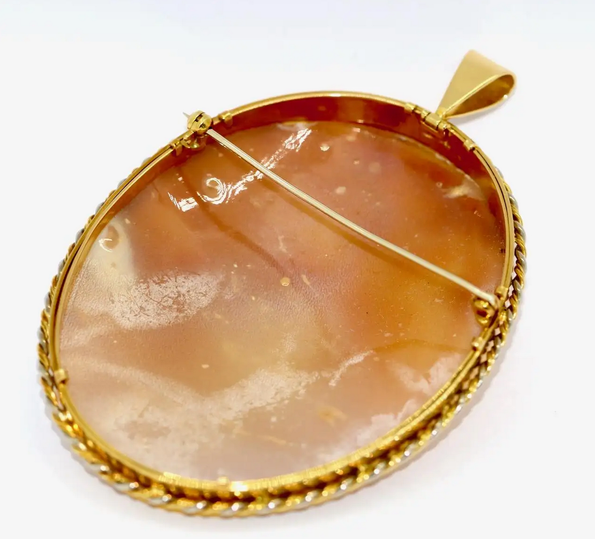 Große antike Kamee-Brosche, Gemme mit Anhängerfassung aus 18K Gelbgold