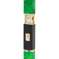Van Cleef & Arpels Lippenstiftetui mit integrierter Damenuhr aus Malachit & Onyx