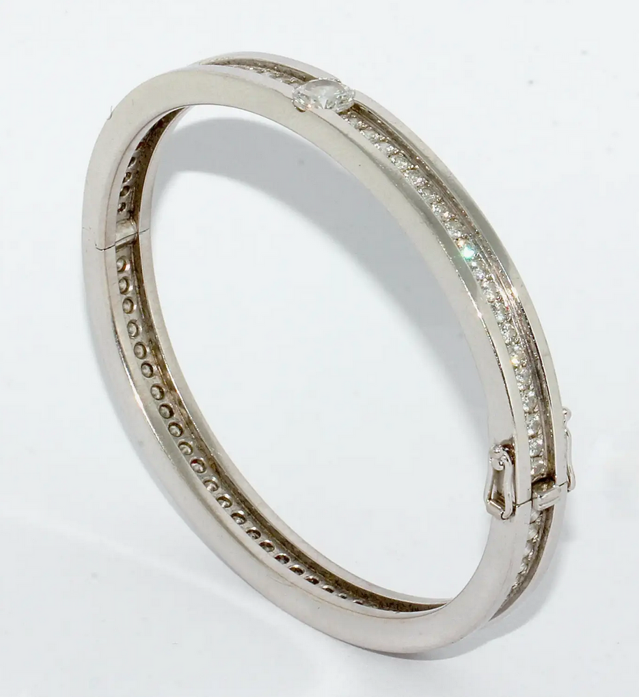 Willer Diamant Armreif aus 18K Weißgold mit Solitär & Brillanten