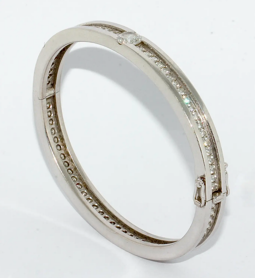 Willer Diamant Armreif aus 18K Weißgold mit Solitär & Brillanten