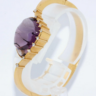 Cadeaux Armreif aus 18K Gelbgold mit Amethyst als Muschel & Diamanten