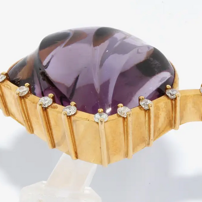 Cadeaux Armreif aus 18K Gelbgold mit Amethyst als Muschel & Diamanten