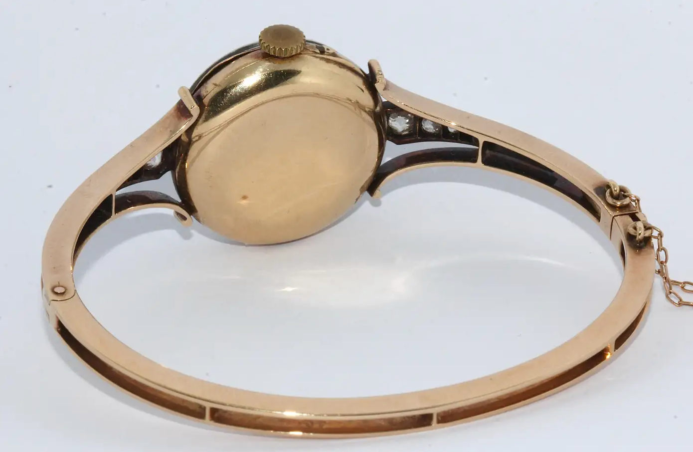 Le Roy et Fils Damenarmbanduhr aus Gold mit Diamanten & grünem Emaille-Zifferblatt