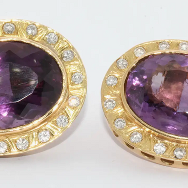 Amethyst & Diamant Schmuckset aus 18K Gold – Ring, Ohrclips & Anhänger