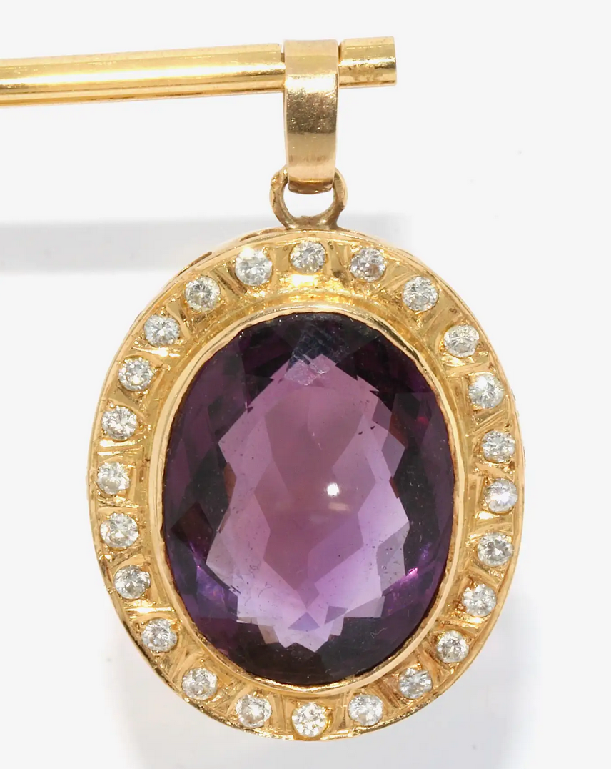 Amethyst & Diamant Schmuckset aus 18K Gold – Ring, Ohrclips & Anhänger