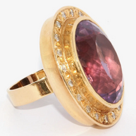 Amethyst & Diamant Schmuckset aus 18K Gold – Ring, Ohrclips & Anhänger