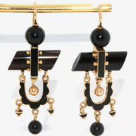 Antike Onyx-Ohrringe aus Gold mit schwarzem Emaille – Viktorianisch