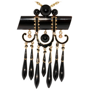 Antiker großer Onyx-Anhänger aus Gold mit schwarzem Emaille – Viktorianisch