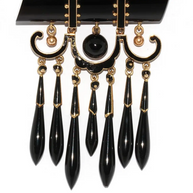 Antiker großer Onyx-Anhänger aus Gold mit schwarzem Emaille – Viktorianisch