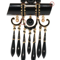 Antiker großer Onyx-Anhänger aus Gold mit schwarzem Emaille – Viktorianisch