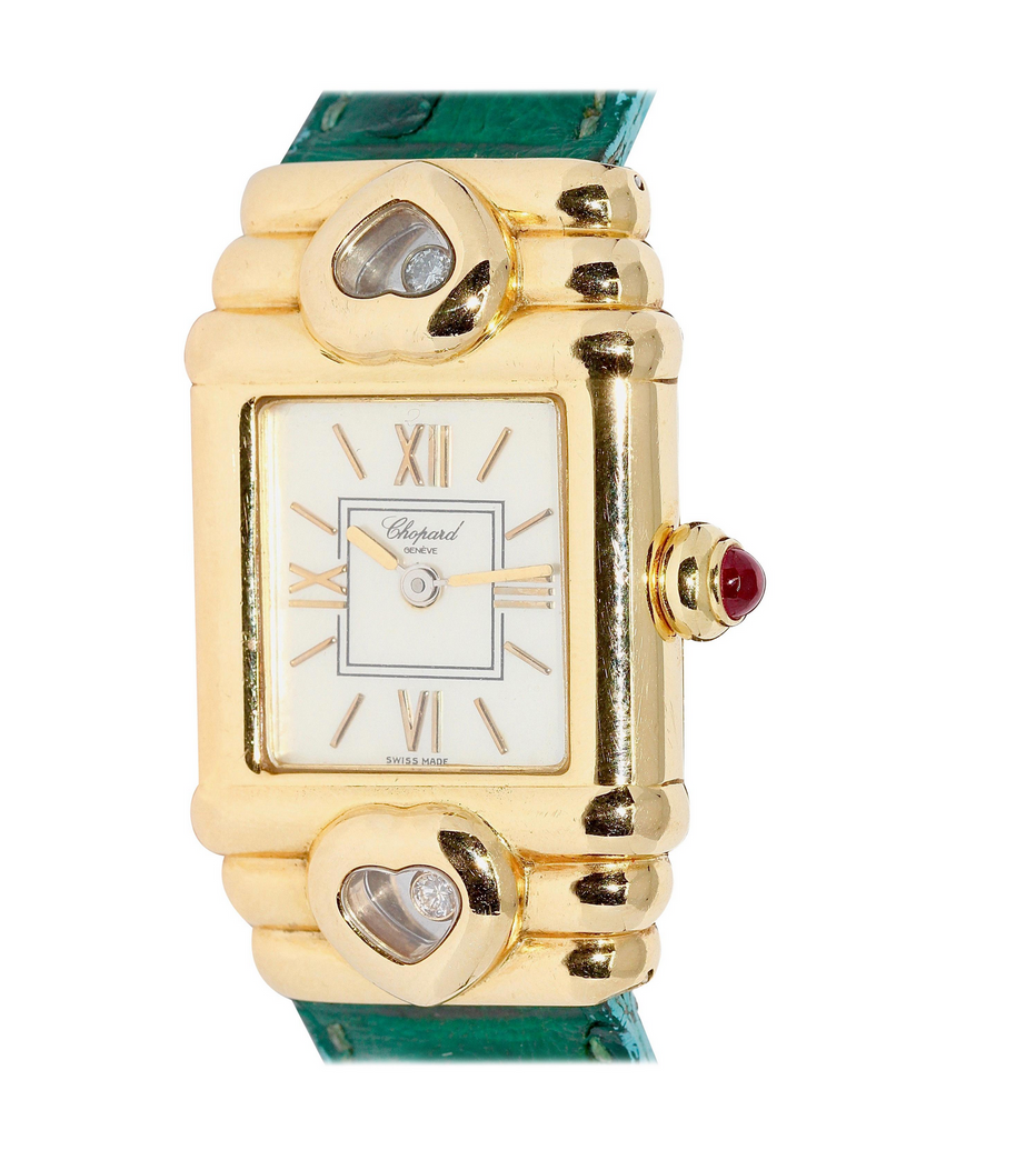 Chopard Happy Sport Diamond Damenuhr, Gold mit Diamanten und Rubin