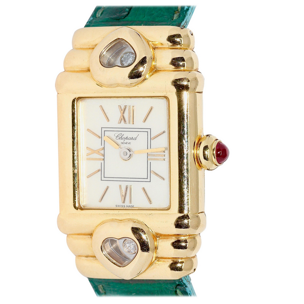 Chopard Happy Sport Diamond Damenuhr, Gold mit Diamanten und Rubin