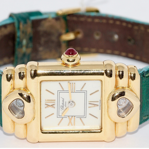 Chopard Happy Sport Diamond Damenuhr, Gold mit Diamanten und Rubin