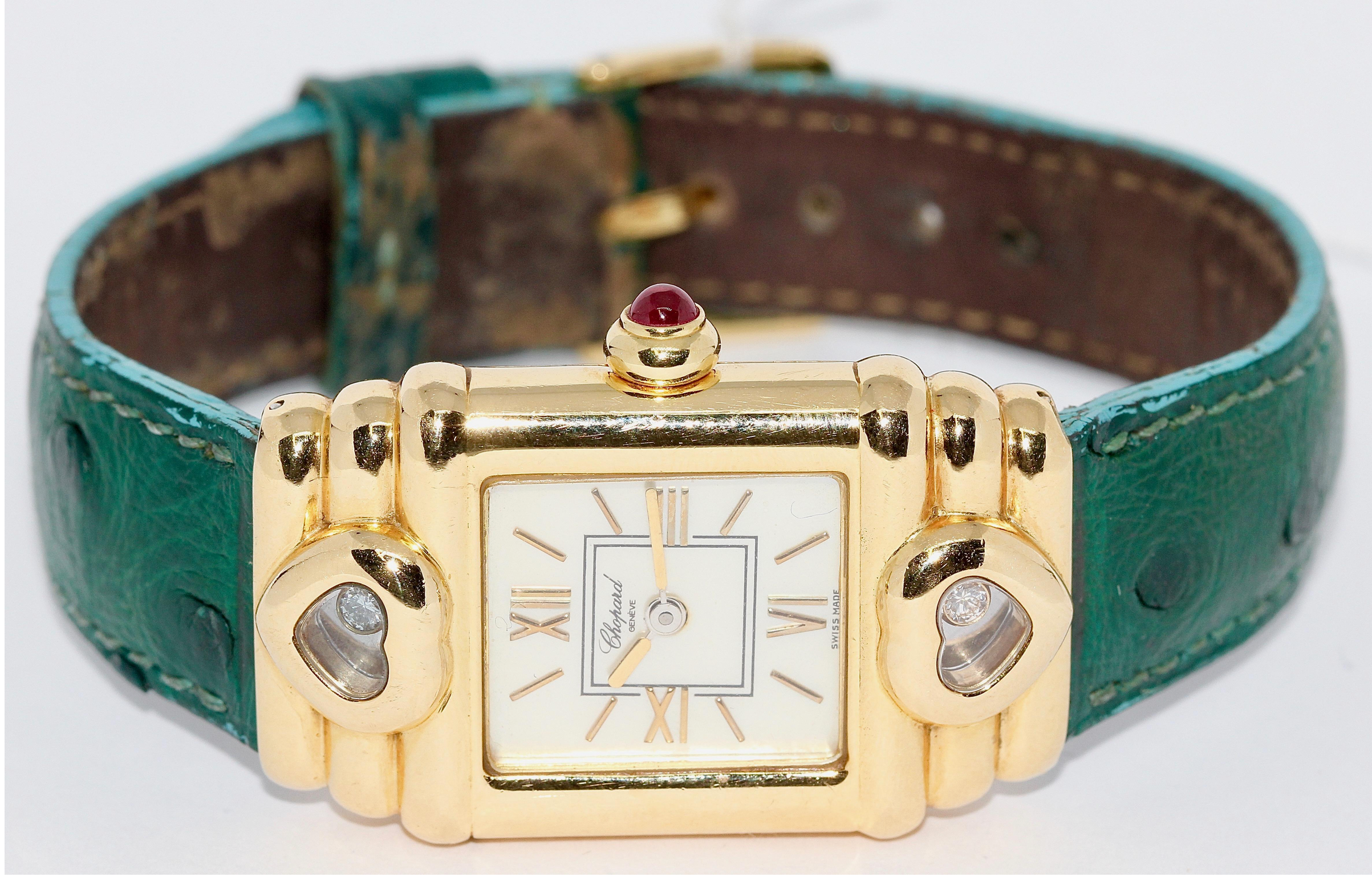 Chopard Happy Sport Diamond Damenuhr, Gold mit Diamanten und Rubin