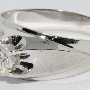 Weißgold Herren-Ring mit 1,12 Karat Solitär-Diamant, Farbe G, Reinheit SI3