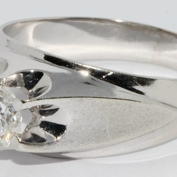 Weißgold Herren-Ring mit 1,12 Karat Solitär-Diamant, Farbe G, Reinheit SI3