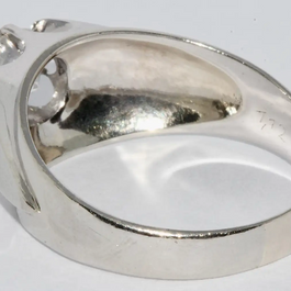 Weißgold Herren-Ring mit 1,12 Karat Solitär-Diamant, Farbe G, Reinheit SI3