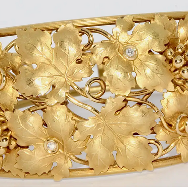 18 Karat Gold Armreif mit Diamanten, Trauben- und Weinlaubmotiv