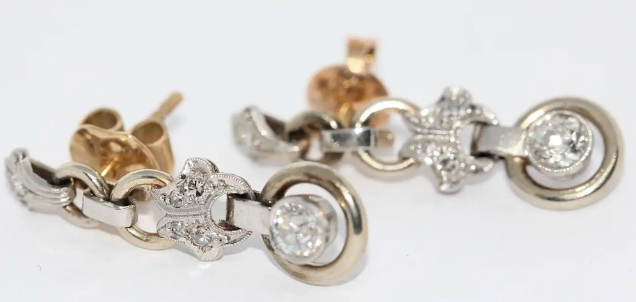 Art-Déco Diamantohrringe aus Weißgold, ca. 1920