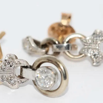 Art-Déco Diamantohrringe aus Weißgold, ca. 1920