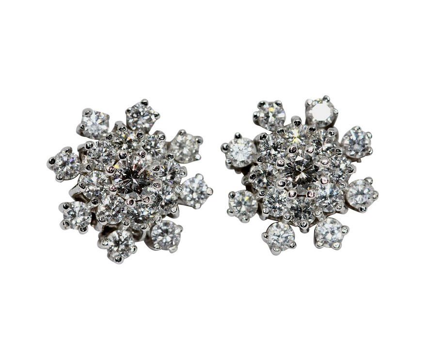 Weißgold-Diamantohrringe, Ohrstecker mit 1,4 Karat Brillanten