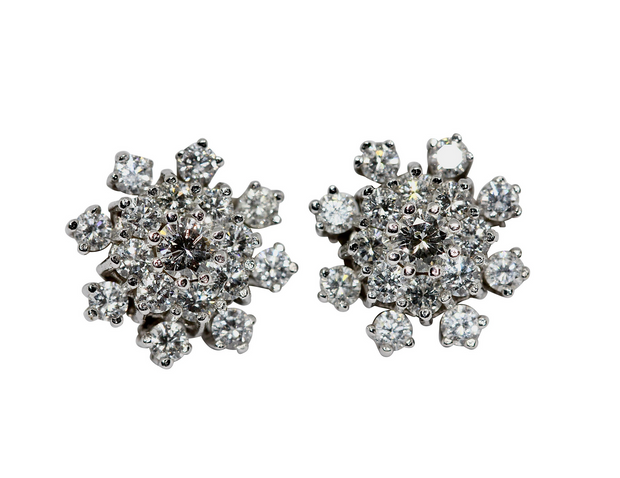 Weißgold-Diamantohrringe, Ohrstecker mit 1,4 Karat Brillanten