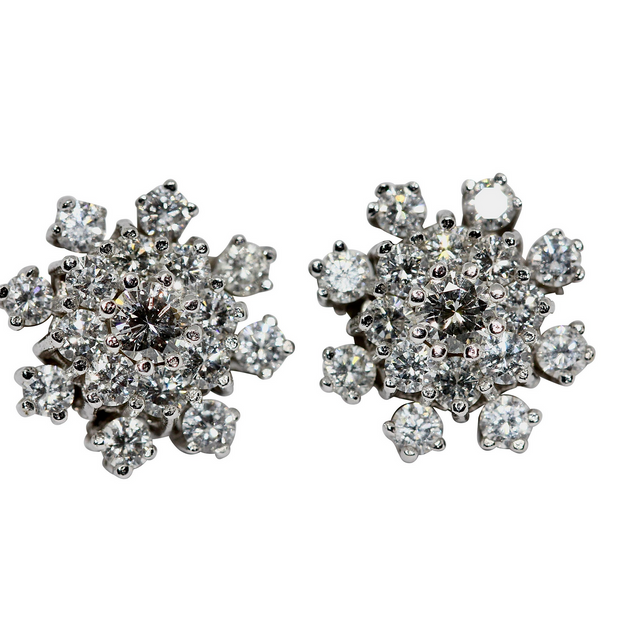 Weißgold-Diamantohrringe, Ohrstecker mit 1,4 Karat Brillanten