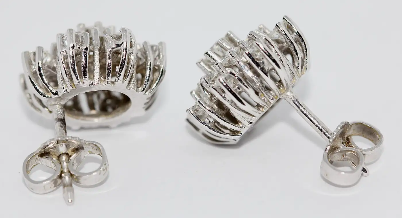 Weißgold-Diamantohrringe, Ohrstecker mit 1,4 Karat Brillanten