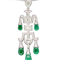 Atemberaubendes Diamant-Smaragd-Collier, Anhänger in 18 Karat Weißgold