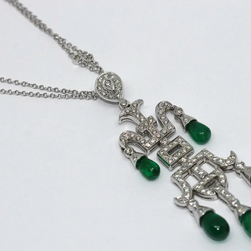 Atemberaubendes Diamant-Smaragd-Collier, Anhänger in 18 Karat Weißgold