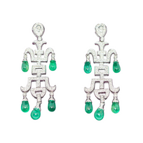 Prächtige Diamant-Smaragd-Ohrringe in 18 Karat Weißgold