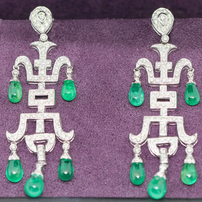 Prächtige Diamant-Smaragd-Ohrringe in 18 Karat Weißgold