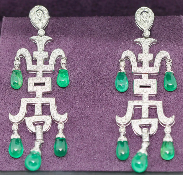 Prächtige Diamant-Smaragd-Ohrringe in 18 Karat Weißgold