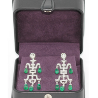 Prächtige Diamant-Smaragd-Ohrringe in 18 Karat Weißgold