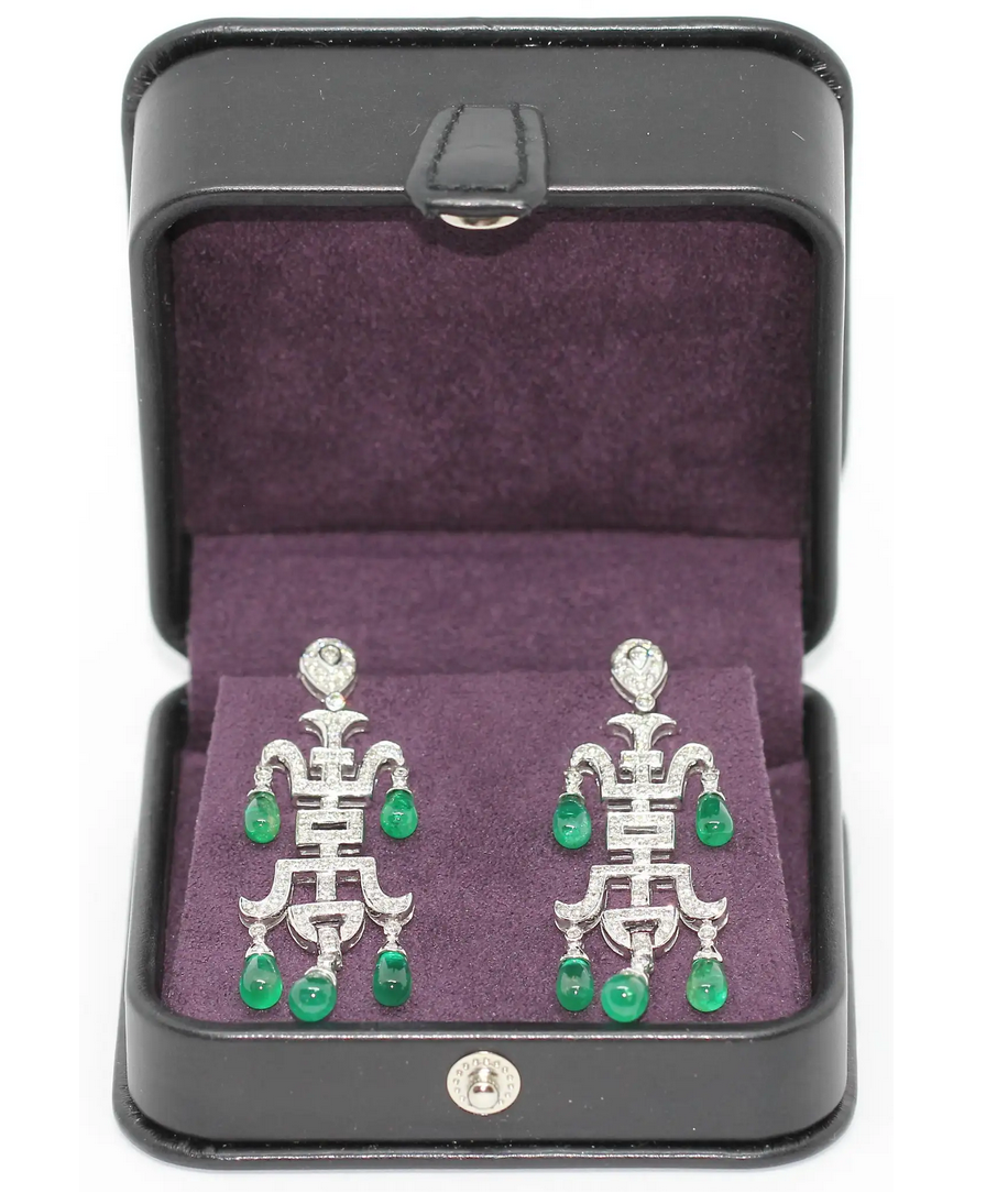 Prächtige Diamant-Smaragd-Ohrringe in 18 Karat Weißgold